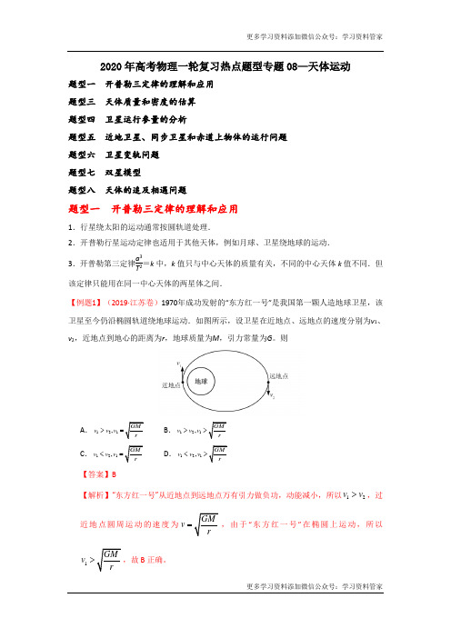 2020年高考物理一轮复习热点题型专题08天体运动