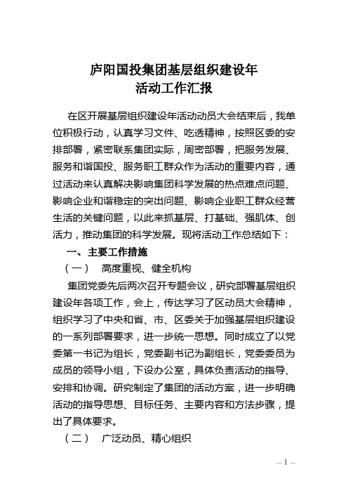 庐阳国投集团基层组织建设年活动12月13日工作汇报