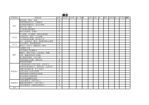 病房综合质量检查表