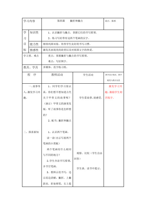 【小学教学】4撇折和撇点