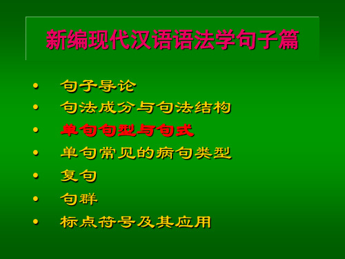 新编现代汉语语法学句子篇