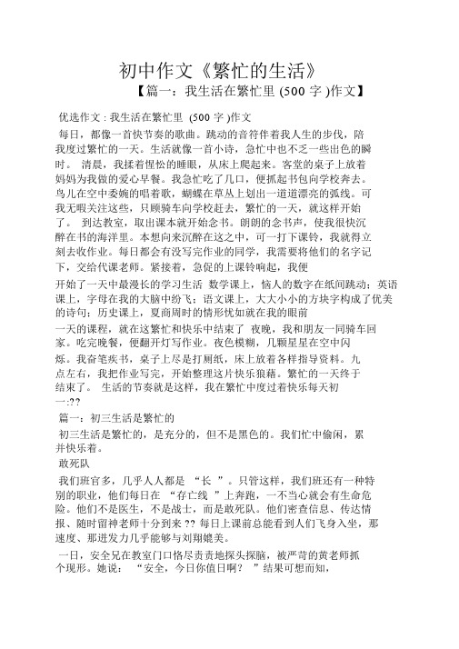 初三作文之初中作文《忙碌生活》