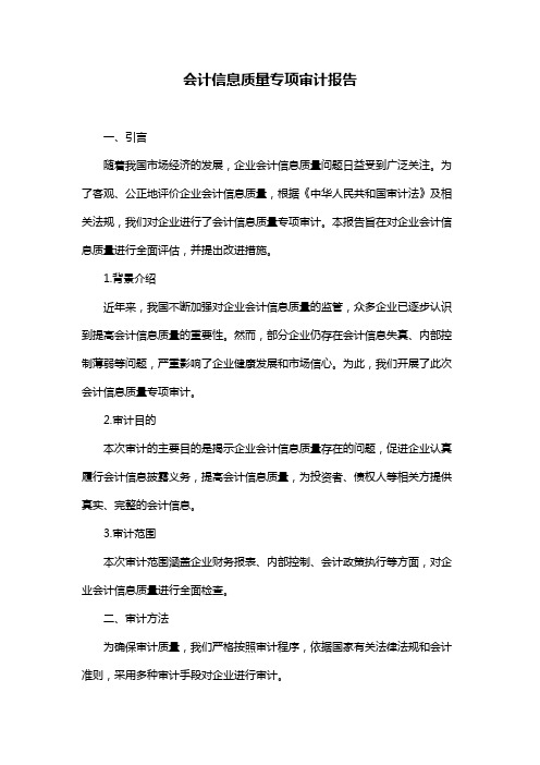 会计信息质量专项审计报告