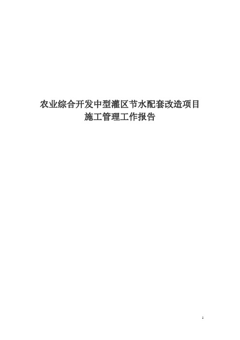 农业综合开发中型灌区节水配套改造项目施工管理方案