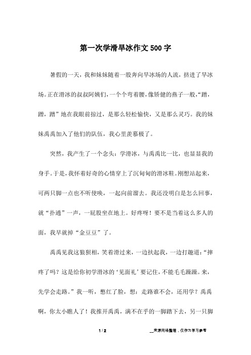 第一次学滑旱冰作文500字