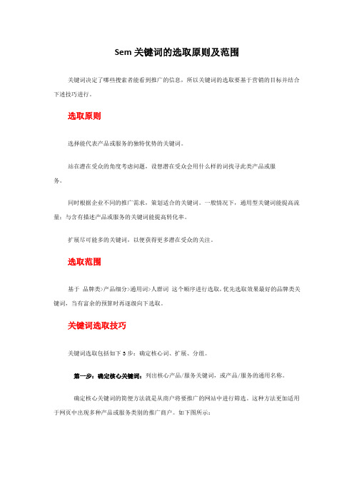 Sem关键词的选取原则及范围