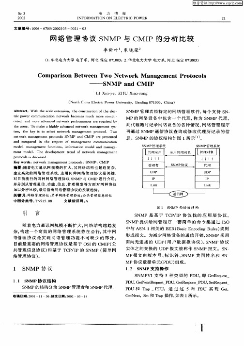 网络管理协议SNMP与CMIP的分析比较