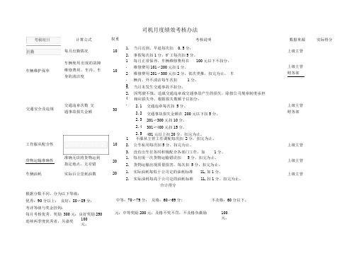 司机绩效考核办法