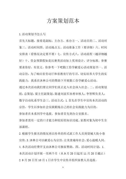 方案策划范本