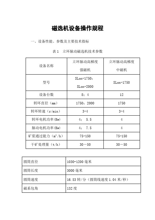 磁选机设备操作规程