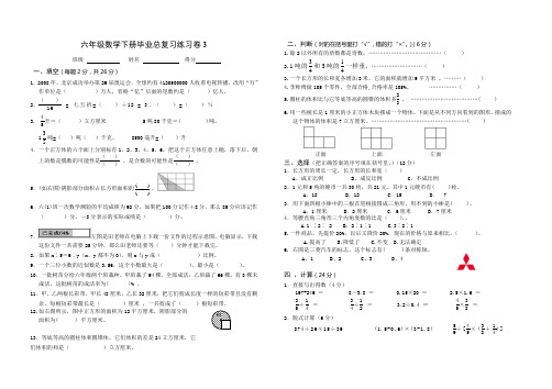 六年级数学下册毕业总复习练习卷2