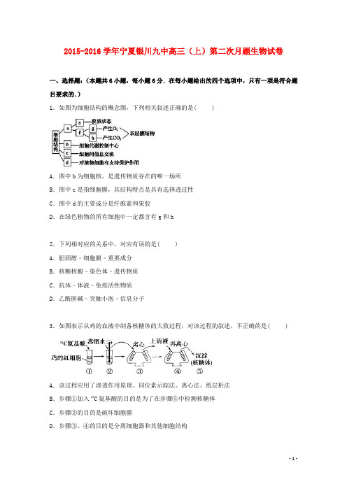 宁夏银川九中2016届高三生物上学期第二次月考试卷(含解析)