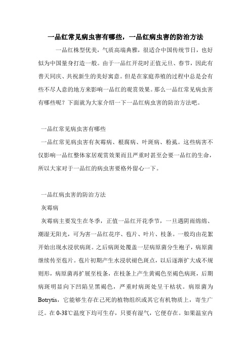 一品红常见病虫害有哪些,一品红病虫害的防治方法.doc