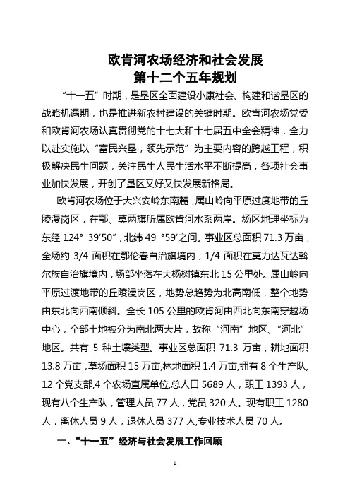 欧肯河农场十二五规划上报(2010、3、5)
