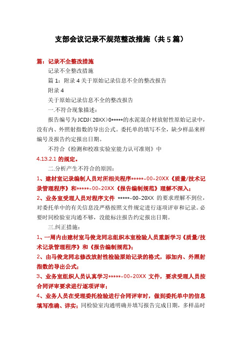 支部会议记录不规范整改措施(共5篇)