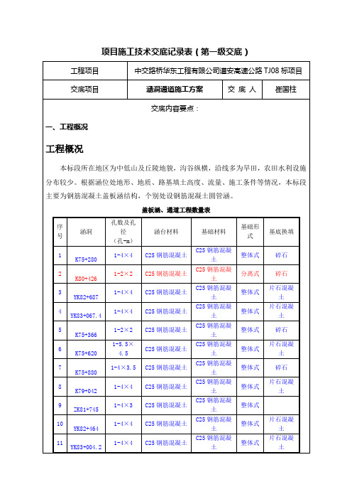 涵洞通道施工方案交底