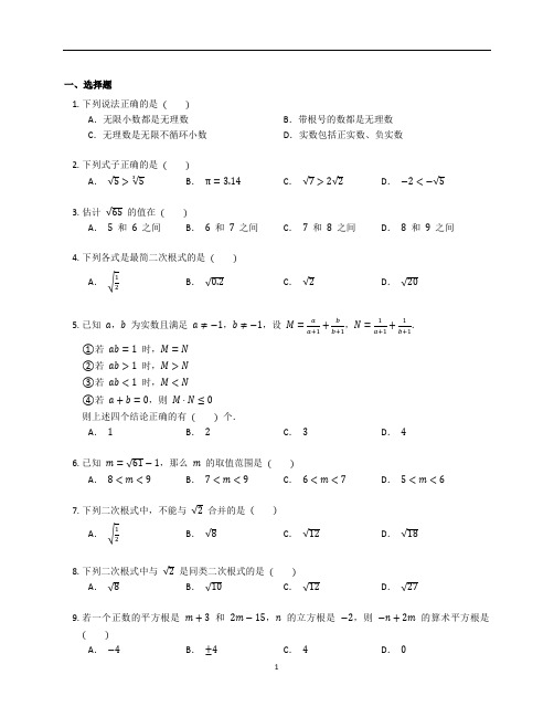 北师大版八年级数学上册第二章《实数》章末练习题含答案解析 (41)