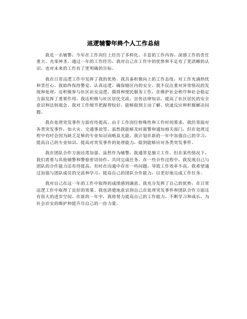 巡逻辅警年终个人工作总结