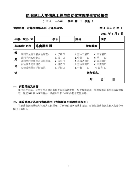 路由器组网实验报告