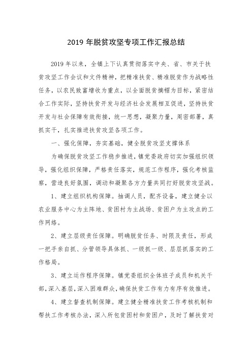 2019年脱贫攻坚专项工作汇报总结
