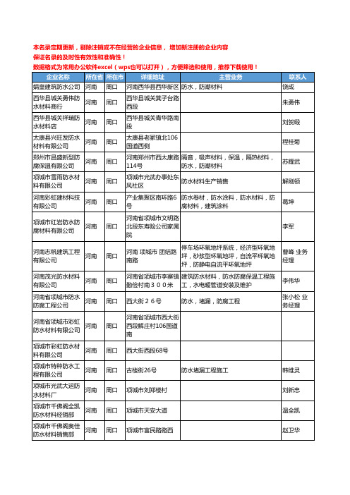 2020新版河南省周口防水材料-防潮材料工商企业公司名录名单黄页联系方式大全49家