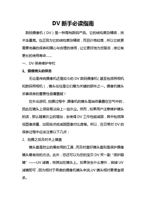 DV新手必读指南