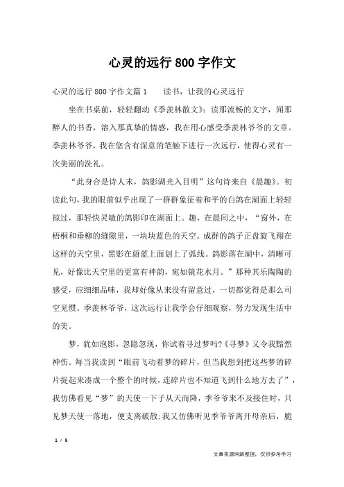 心灵的远行800字作文_高中作文