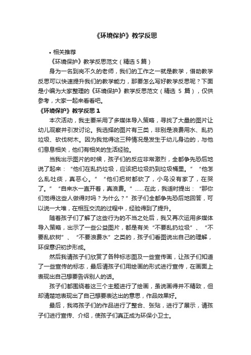 《环境保护》教学反思