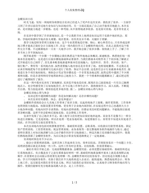 金蝶实训心得体会