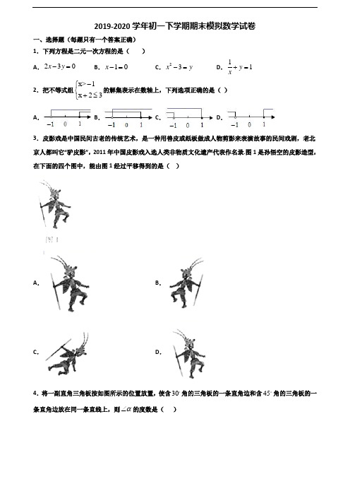 2020山东省日照市初一下学期期末数学调研试题