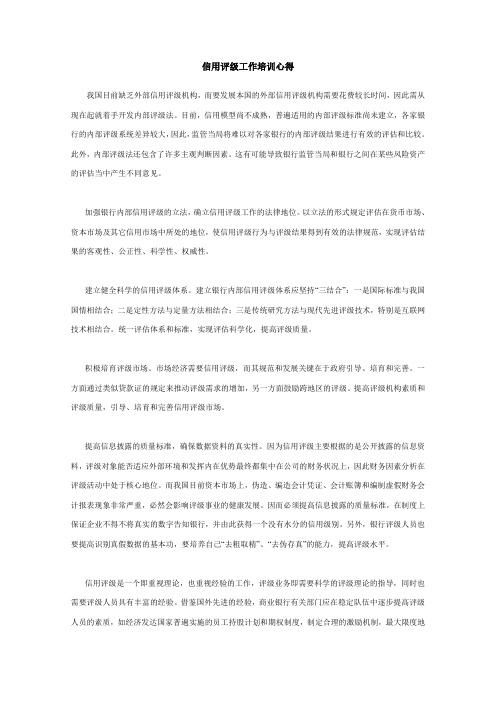 信用评级培训心得