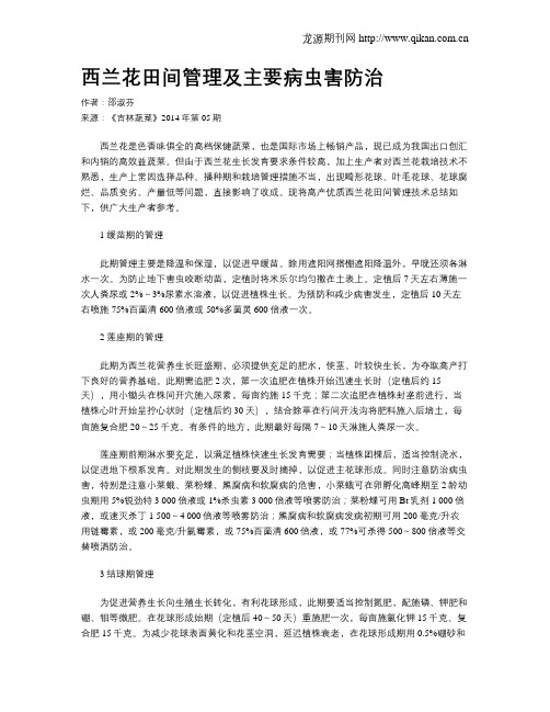 西兰花田间管理及主要病虫害防治