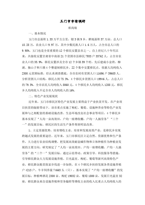 玉门市市情调研