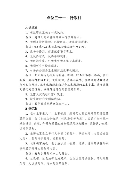 创文明城市村居实地考察点位创建标准