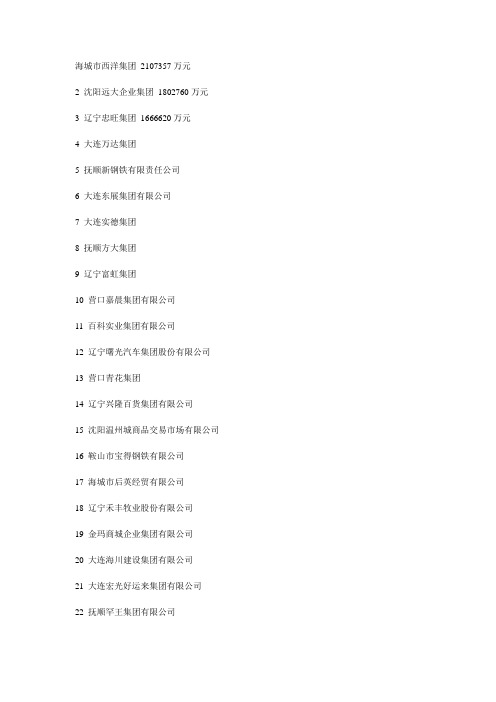 辽宁省民营企业100强