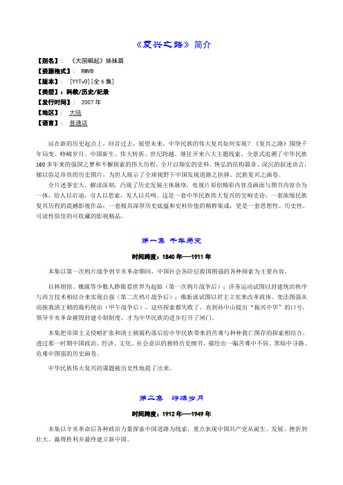 《复兴之路》简介