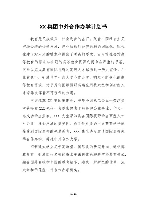 XX集团中外合作办学商业计划书