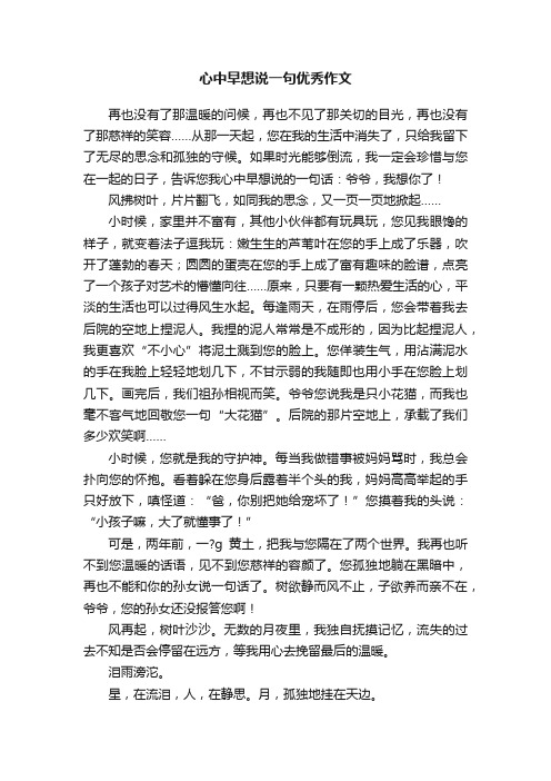 心中早想说一句优秀作文