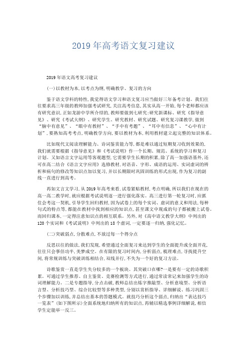 语文计划总结-2019年高考语文复习建议 精品