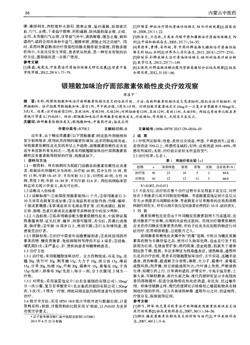 银翘散加味治疗面部激素依赖性皮炎疗效观察