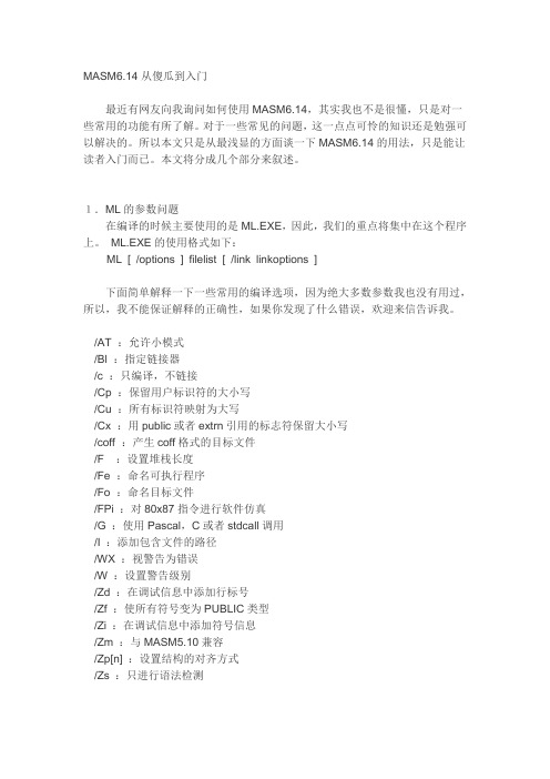 MASM6.14从傻瓜到入门