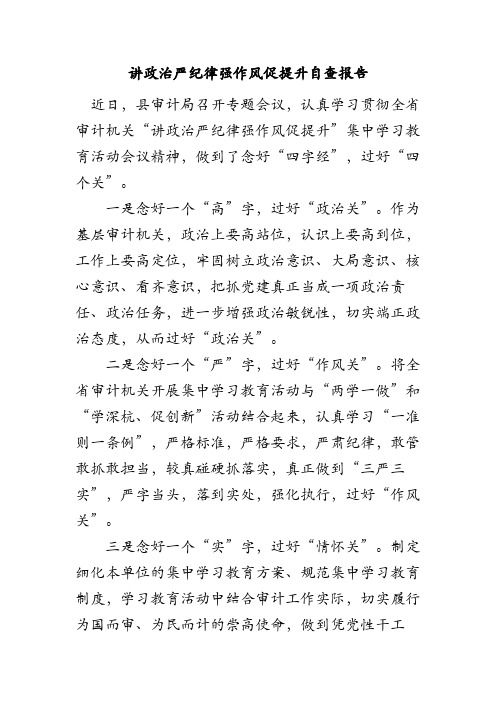 讲政治严纪律强作风促提升自查报告