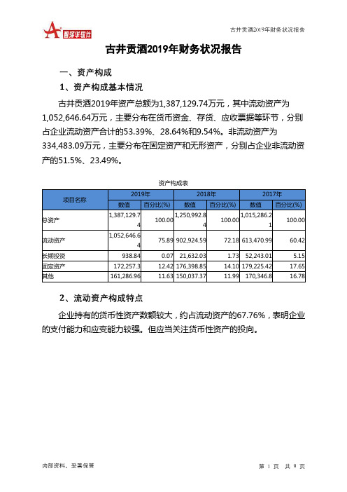 古井贡酒2019年财务状况报告
