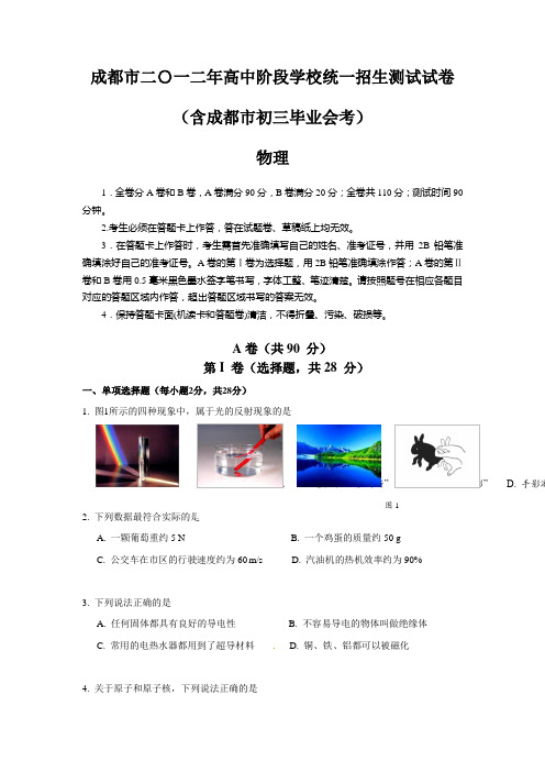 #四川省成都市2012年中考物理试题