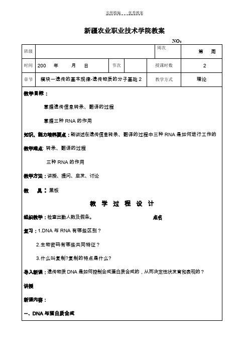 教案遗传物质的分子基础