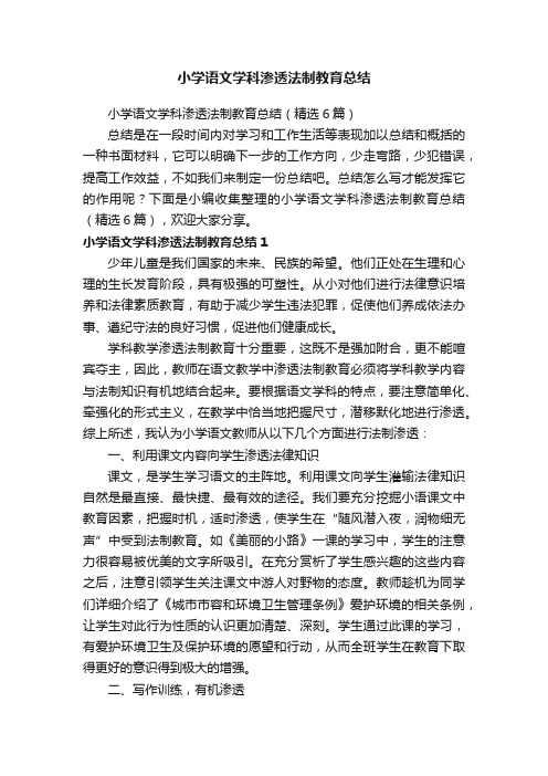 小学语文学科渗透法制教育总结（精选6篇）