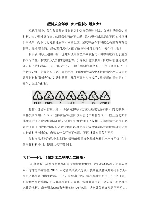 塑料安全等级--你对塑料知道多少？