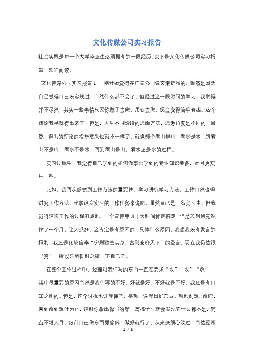 文化传媒公司实习报告