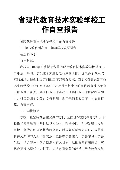 省现代教育技术实验学校工作自查报告