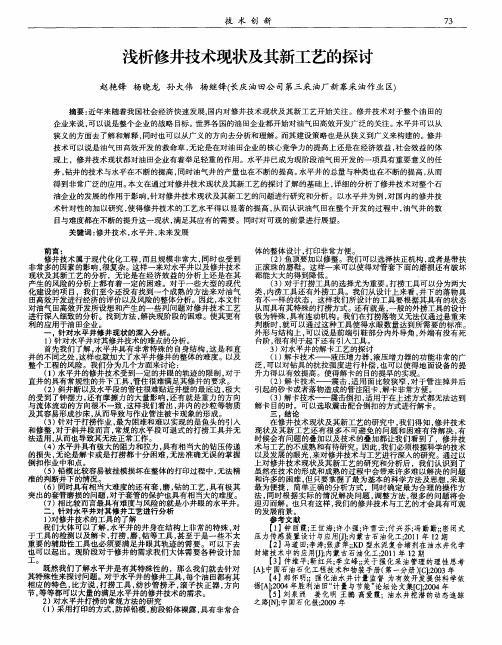 浅析修井技术现状及其新工艺的探讨